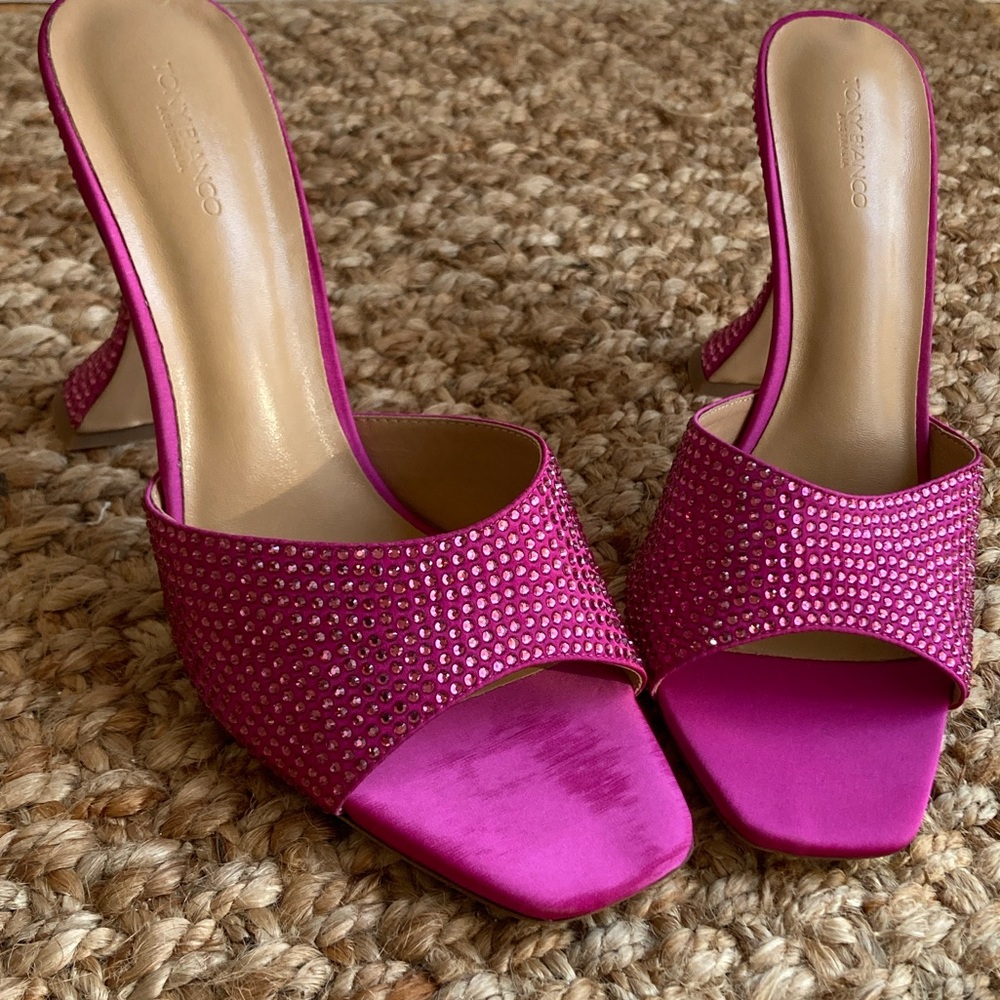 New: Tony Bianco Serri Mule. Pink Satin. Size 10 - Picture 4 of 14